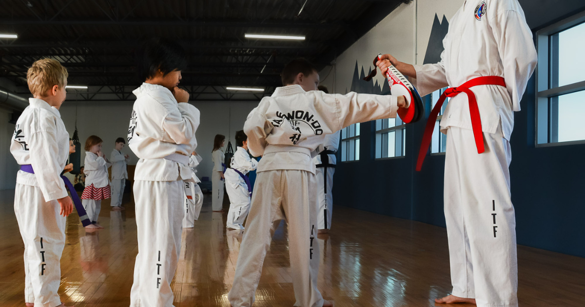 Children practicing martial arts skills at Phoenix’s kids summer camp in St. Albert and Spruce Grove, Alberta.